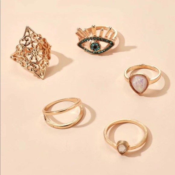 • Ember • 5 Pc. Evil Eye Ring Set - Picture 2 of 4